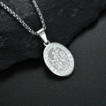 Saint Christopher relief pendant in silver steel with a classic box chain necklace - Box Chain Necklace / Silver