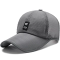 Men's dark grey breathable mesh baseball cap with long brim and decorative label - Adjustable / Medium Grey