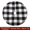 38cm black and white buffalo plaid mini Christmas tree skirt for holiday decorations - Black and White Plaid (38cm)