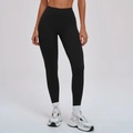 Zwarte yoga legging met hoge taille, V-vormige tailleband en cross-cut design - S / Premium Zwart