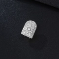 Silver hip hop single tooth grillz with micro-paved cubic zirconia over copper - Horseshoe / Silver