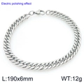 6mm wide stainless steel Cuban curb chain bracelet with high-shine electric polishing finish - 6mm Width 190mm Length (KB207765-Z)