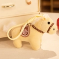 Cute cream-colored plush horse mascot charm with detailed saddle and studded collar - Horse Pendant - Beige / 10-15cm
