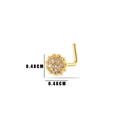 L-shaped gold nose stud with a clear zircon flower top measuring 0.48cm in width - 9# Single Flower Style / Gold Yellow