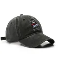 Faded black washed cotton baseball cap featuring Surf Wave embroidery and adjustable strap - Black