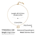 Details zur goldenen Edelstahlkette mit schwarzem rechteckigem Emaille-Anhänger - Gold Weiß (YYN025011-GW)