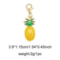Enameled pineapple charm with gold lobster clasp in yellow and green finish - Pineapple (No. 1)