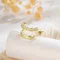 Gouden dubbellaagse oorknop met zirkonia inleg en elegante ruitvormige patroonstructuur - Licht Koffie Goud Dubbele Rij Knop (A911-9) / Enkel Stuk