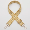 Adjustable crossbody bag strap with yellow and white bohemian geometric diamond pattern - No. 697 Gold Hook