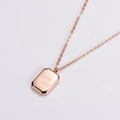 Collana in acciaio al titanio oro rosa con ciondolo rettangolare Good Luck da donna - Oro rosa