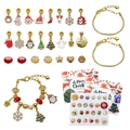 Christmas DIY charm bracelet advent calendar set with golden snake chain and festive beads - RC413 Bracelet Blind Box
