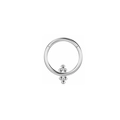 Detail of silver titanium hinged ring with small metal beads forming a cross design - Silver Cross Charm