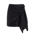 Dettaglio gonna a portafoglio nera in mesh con nodo laterale e trama drappeggiata - Taglia unica / Solo gonna Sarong