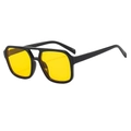 Retro double-bridge sunglasses with bold black frames and vibrant yellow lenses - Black Frame Yellow Lens