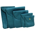 Teal velvet jewelry pouches with gold snap buttons in five different sizes - Size 1 6.5x6.5cm / Teal