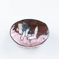 Schattige haarklem met hond- en kat-cartoon op roze parelmoer marmeren acetaat klem - Roze Parelmoer Hond Knuffelt Kat Stijl (C14-3-5)