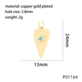 Detailed size guide of gold-plated copper heart evil eye pendant for jewelry DIY - P01164 Heart Evil Eye (24*13mm)