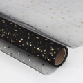 Black starry mesh fabric roll with gold foil star and moon patterns for flower wrapping - 50cm*5 Yards/Roll / Black