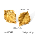 Detail view of 18k gold leaf earrings with size 4.34x2.84cm and weight 18.2g info - Gold Leaf Style (HC-E10492)