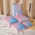Size chart for red Best Wish gift boxes and matching carry bags in various dimensions - Pearlescent Gradient Box-15*15*7cm