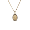 Collier doré avec pendentif Marie serti de zircons bleus sur fond blanc - 00134+40CM Chaîne à Billes (Zirconia Bleu)