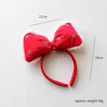 Serre-tête de Noël rouge en velours avec nœud, flocons dorés et bordure en peluche - Serre-tête Nœud en Velours