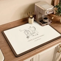 Absorbierende Kaffeemaschinenmatte mit Vintage-Illustration und cremefarbenem Leder - Stil C-Tasse Kaffee Trinken / 30x40cm (Absorbent Leather)