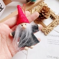 Handmade Christmas gnome ornament featuring a red felt hat and wooden accents - Red Hat Grey Robe White Long Beard Gnome (43)