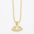 Goldene Evil Eye Halskette mit Zirkonia-Rand an einer klassischen Kugelkette - Wimpern Böser Blick