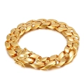 Pulsera cubana gruesa bañada en oro con detalles de calaveras y cierre plegable - Dorado