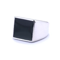 Minimalist silver stainless steel ring featuring a square black mirror face for men - US 7 / Silver Square Style