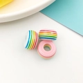 Perle in resina a righe arcobaleno 8x14mm per creazione di gioielli e bracciali - Base Rosa Righe Arcobaleno-8x14mm
