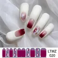 Gradient wine red nail wraps with white strokes and gold foil accents, LTMZ 020 stickers - MZ-020 Wine Red Marble