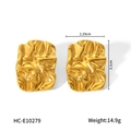 Detail view showing 18K gold plated earrings dimensions of 2.29cm width and 3.1cm height - 18K Gold Wrinkle Style (HC-E10279)
