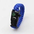 Survival paracord bracelet in blue woven style with integrated compass buckle - Blue