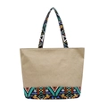 Beige Canvas-Tragetasche im Ethno-Stil mit bunten geometrischen Mustern am Griff - Typ 3-Ethnischer Stamm