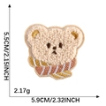 Cartoon brown bear chenille patch with striped scarf and dimensions 5.9x5.5 cm - Scarf Brownish Yellow Bear-5.5*5.9cm