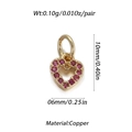 Golden copper heart pendant with red zircon stone and size dimensions 10mm x 6mm - Ysn015-11 / 18K Gold