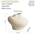 Jarrón de cerámica crema cepillado con diseño geométrico y medidas de tamaño - Cerámica / Blanco Crema Cepillado - Pequeño