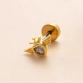 Clou d'oreille cartilage doré avec zircon coeur, couronne et éléments d'ailes - Style Couronne Cœur Or (1#) / Doré