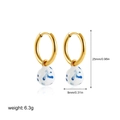 Detail view of 18K gold earrings with blue pattern porcelain drop and size measurements - Round Ball Porcelain Earring