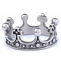 Anello a corona vintage argento da uomo con rilievo croce gotica in acciaio inox - US 7 / Argento Lucido