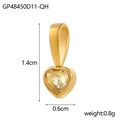 Golden heart-shaped pendant with heart-cut clear crystal and polished metal finish - Heart-LOVE Yellow