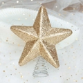 Golden glittery star tree topper with a spring base for Christmas tree decoration - Champagne Tree Top Star 20CM
