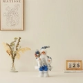Standing Santa Claus doll in blue and white outfit with lantern and gift bag - Blue Robe Charm / 30cm