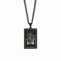 Black vintage tarot necklace with The Emperor pendant made of titanium steel - The Emperor / Black
