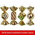 Set of four 18CM shiny gold electroplated candy-shaped Christmas ornaments - Gold & White Candy Ornament Set (4Pcs)