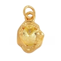 Gold plated oval yellow zircon pendant with textured lava-style copper metal finish - AAF9092-Yellow Gold