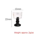 Calice in miniatura trasparente con base nera per case delle bambole, 15x22mm - Coppa Trasparente a Colonna Nera