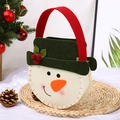 Weihnachts-Filzhandtasche Schneemann mit roten Griffen und süßem 3D Karottennasen-Design - Süße Schneemann Geschenktüte